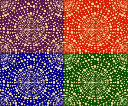 set of seamless pattern with golden circles