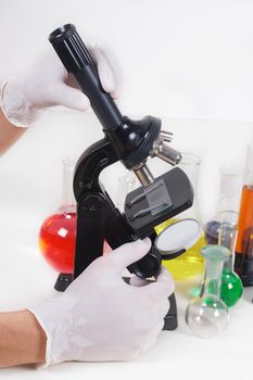 A scientist man working in laboratory. Medicine