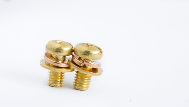 macro of one brass screw