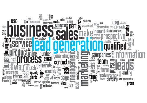 Lead Generation Concept Design Word Cloud on White Background