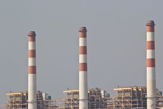 gas turbine electrical power plant at dusk