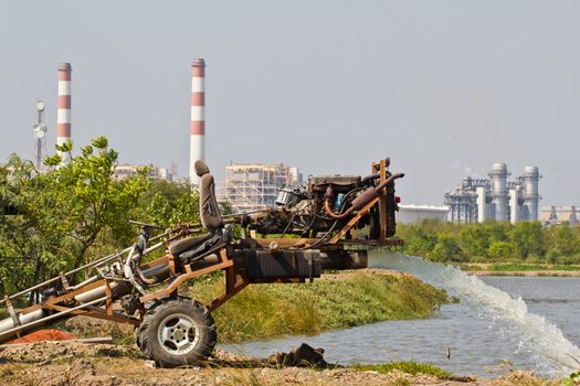 water pump updated water from  electric power station where Chonburi