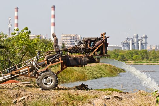 water pump updated water from  electric power station where Chonburi