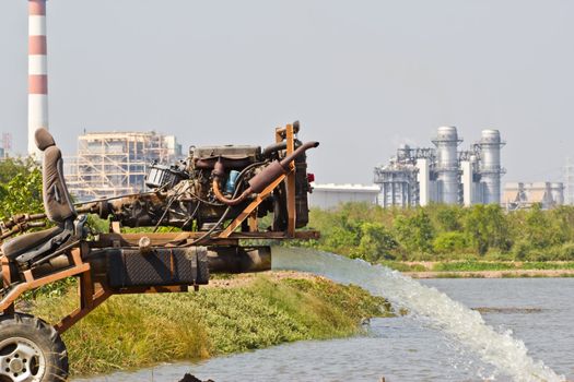 water pump updated water from  electric power station where Chonburi