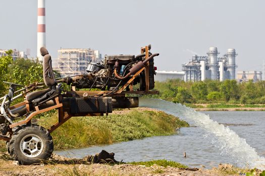 water pump updated water from  electric power station where Chonburi