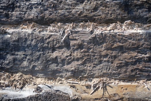 Wooden wall from a tree with straw and clay