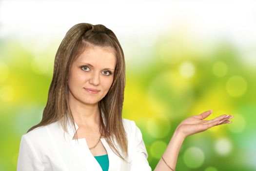 A female portrait. The doctor and beautiful background