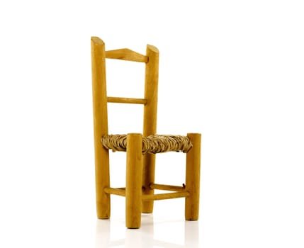 empty rattan chair isolated on white
