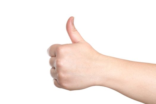 The thumb on a white background. Good luck and success