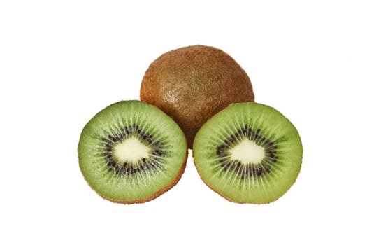 Two kiwi isolated on white background