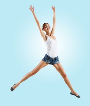 Modern style female dancer jumping and posing. Illustration