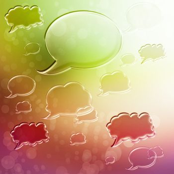 Multiple red speech bubbles on gradient background