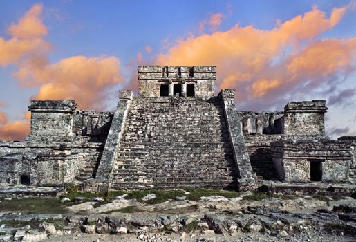 Ancient Mayan Architecture and Ruins located in Tulum, Mexico off the Yucatan Peninsula
