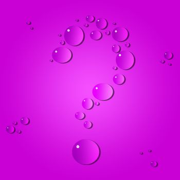 Water drops. The question-mark on a pink background