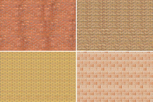 Collage. Wall of a house from a brick