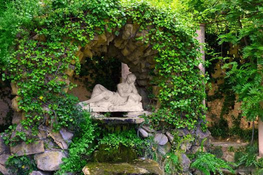 Fountain Egerii, Park labyrinth in Barcelona Spain, Catalonia.