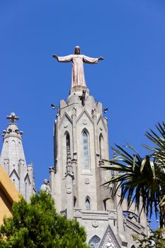Jesus Christ on temple Sacred Heart.Tibidabo. Barcelona