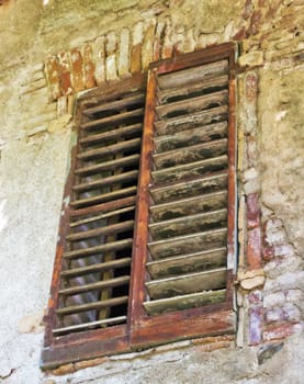 jalousie old window.Barcelona. Spain
