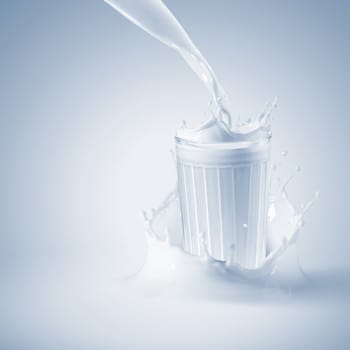 Fresh milk in the glass on colour background, illustration