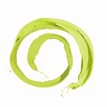 Bright green colour paint splash on white background