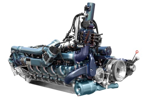 Bus engine isolated on white background