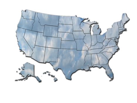 The image of map of states of USA