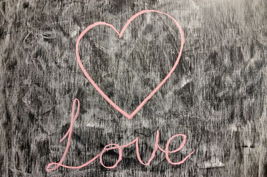 Chalkboard drawing - Love word and heart sign