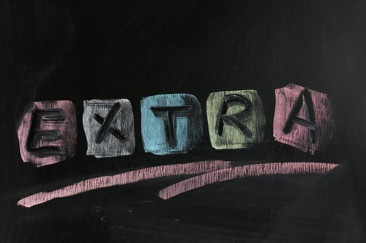 Chalk drawing - "Extra" word written on chalkboard