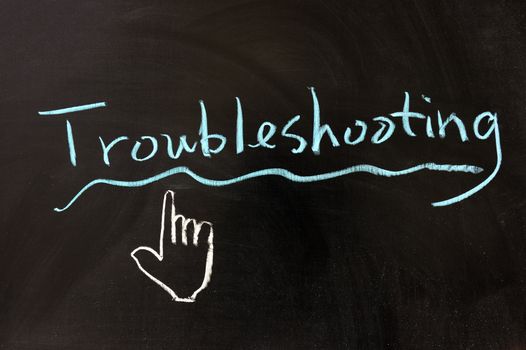 Chalk drawing - Troubleshooting word written on chalkboard