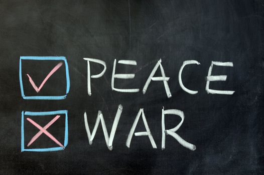 Chalk drawing - choose between peace and war