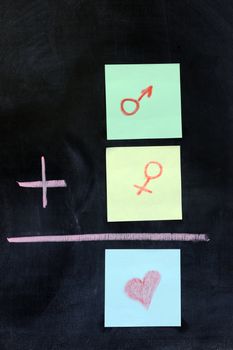 Chalk drawing - Male plus female equals love