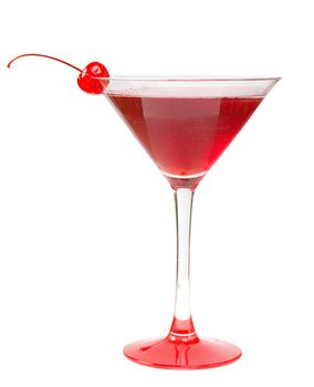 Alcoholic cerise cocktails, studio photographing, isolated on white background