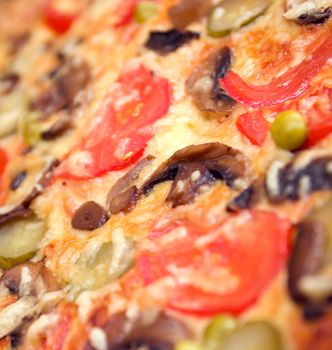 pizza mushrooms and vegetable Shallow depth-of-field. 