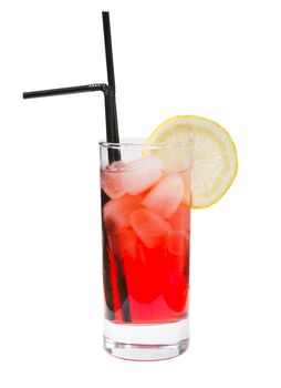 Alcoholic red cocktails, studio photographing, isolated on white background