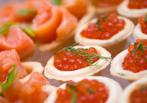    Tartlet with red caviar   . Shallow depth-of-field