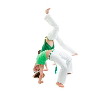 Contact Sport .Capoeira.over white background 