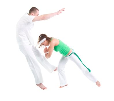 Contact Sport .Capoeira.over white background 