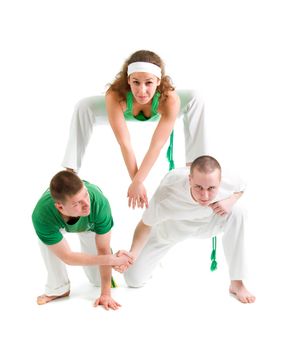   capoeira dancer  over white background 