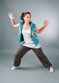 cool looking dancer posing . breakdance