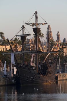 Spanish galleon docked at the pier