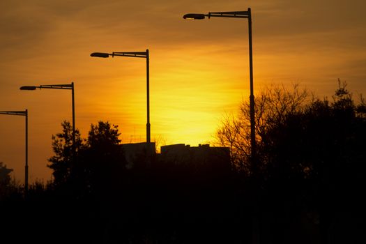 sunrise in the barcellona city