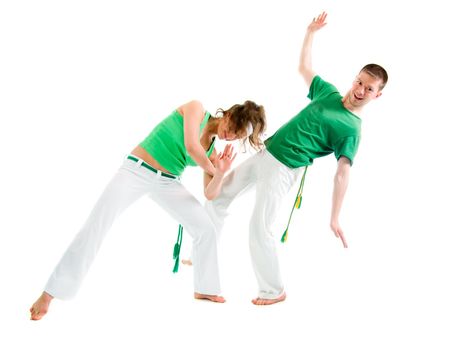 Contact Sport .Capoeira.over white background 