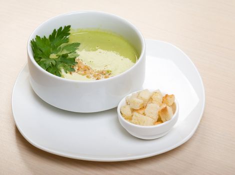 vegetable cream soup with brussels sprouts