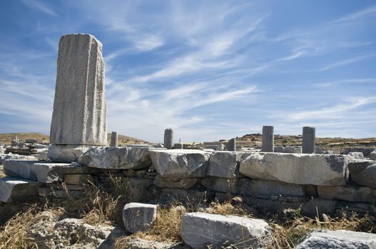 Column in Delos, an isle in Greece