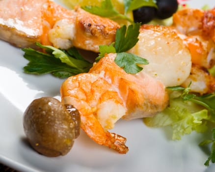 Salmon  with Vegetables.fish roast.close-up