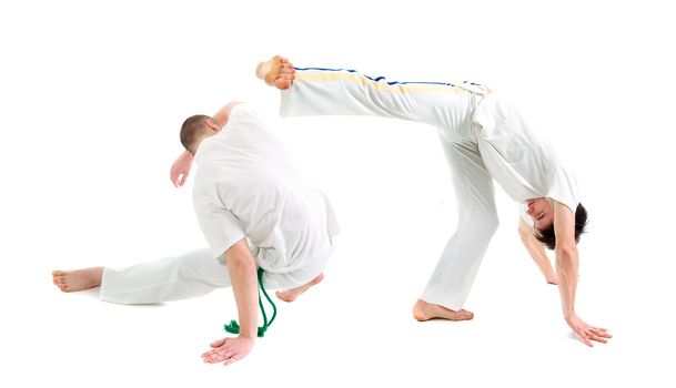 Contact Sport .Capoeira.over white background 