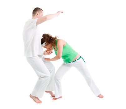 Contact Sport .Capoeira.over white background 