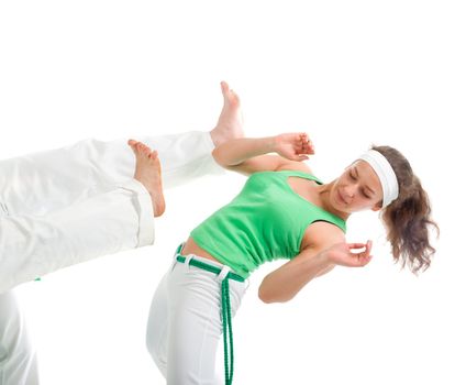 Contact Sport .Capoeira.over white background 