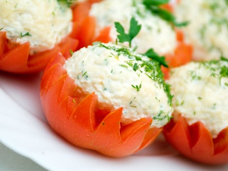 Tomatoes Stuffed with Feta. Shallow depth-of-field.  