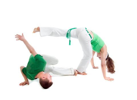 Contact Sport .Capoeira.over white background 